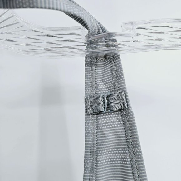 Athleta Max Out Tank Top XL Blue Grey White Stripe Side Tie Dip Back Athleisure - Picture 8 of 13